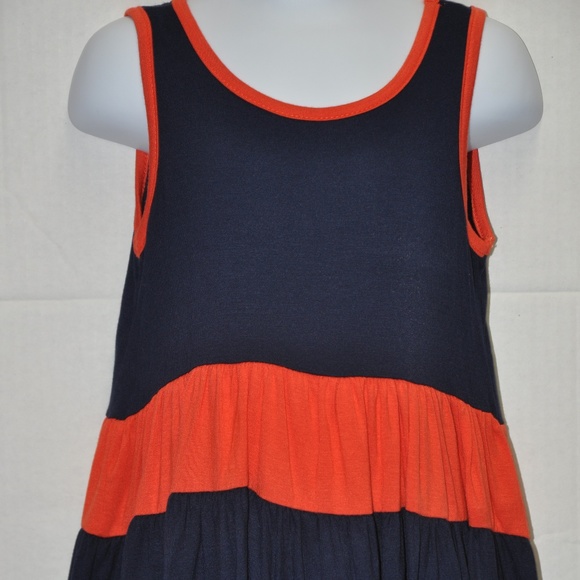 Toddler Girl's Navy Orange Ruffle Dress 2T 3T 4T - Picture 1 of 8